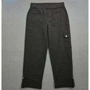 Susan Graver Women XS Premium Stretch Straight Leg Pull On Cargo Cropped Pants